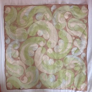 1950s 1960s MCM sheer nylon scarf, green swirl print
